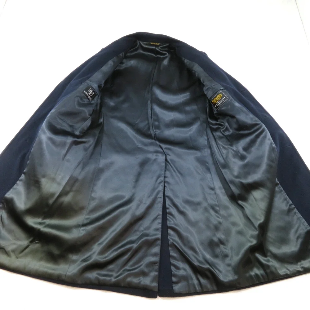 Malcolm Kenneth Cashmere Trench Coat Jacket Blue Mens 42R Reich Frank 1970s